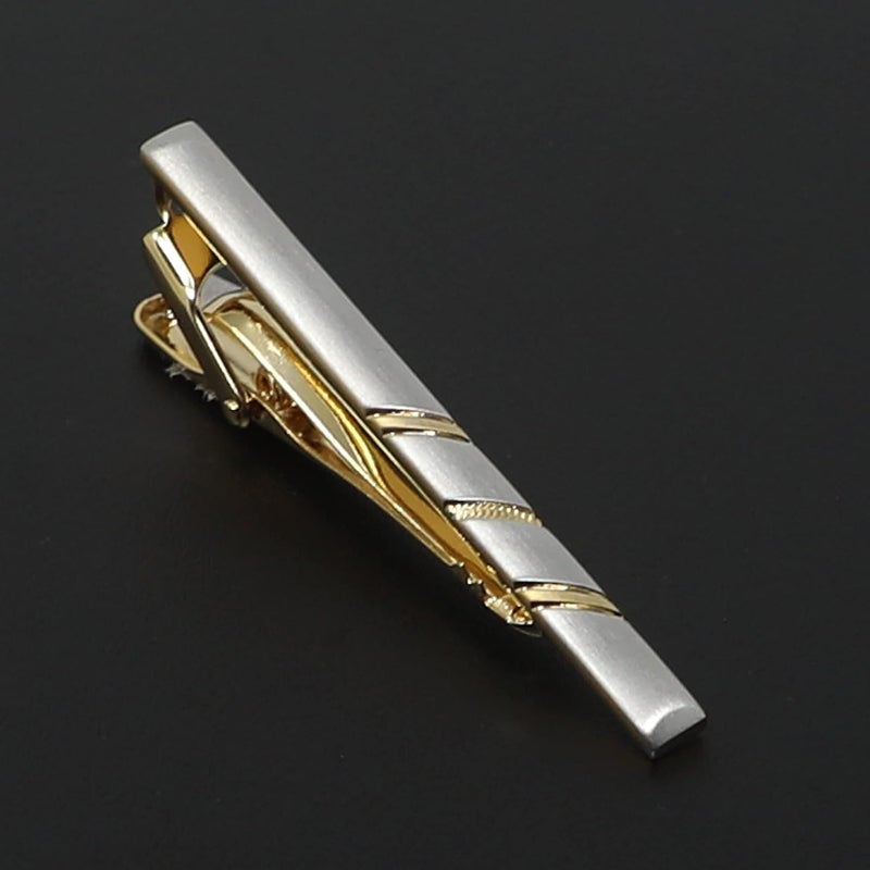MENDEPOT Classic Silver And Gold Bi-tone Plating Tie Clips With Gift Box Men Fashion Tie bar - Image 4
